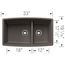 Performa SILGRANIT 33" 60/40 Double Bowl Undermount Kitchen Sink with Low Divide - Volcano Gray, 443125