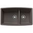 Performa SILGRANIT 33" 60/40 Double Bowl Undermount Kitchen Sink with Low Divide - Volcano Gray, 443125