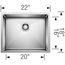 Quatrus R15 22" Single Bowl Undermount Stainless Steel Kitchen Sink, 443145