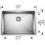 Quatrus R15 25" Single Bowl Undermount Stainless Steel Kitchen Sink, 443146