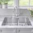 Quatrus R15 33" 60/40 Double Bowl Undermount Stainless Steel Kitchen Sink, 443150