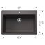 Liven SILGRANIT 33" Super Single Dual Mount Kitchen Sink, 443196 (Cinder)