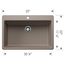 Liven SILGRANIT 33" Super Single Dual Mount Kitchen Sink, 443198 (Truffle)