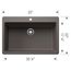 Liven SILGRANIT 33" Super Single Dual Mount Kitchen Sink, 443200 (Volcano Gray)