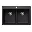 Liven SILGRANIT 33" 50/50 Double Bowl Dual Mount Kitchen Sink w/ Low Divide, 443202 (Coal Black)