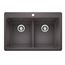 Liven SILGRANIT 33" 50/50 Double Bowl Dual Mount Kitchen Sink w/ Low Divide, 443204 (Cinder)