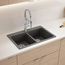 Liven SILGRANIT 33" 50/50 Double Bowl Dual Mount Kitchen Sink w/ Low Divide, 443204 (Cinder)