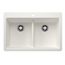 Liven SILGRANIT 33" 50/50 Double Bowl Dual Mount Kitchen Sink w/ Low Divide, 443205 (White)
