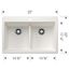 Liven SILGRANIT 33" 50/50 Double Bowl Dual Mount Kitchen Sink w/ Low Divide, 443205 (White)