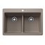 Liven SILGRANIT 33" 50/50 Double Bowl Dual Mount Kitchen Sink w/ Low Divide, 443206 (Truffle)