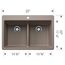 Liven SILGRANIT 33" 50/50 Double Bowl Dual Mount Kitchen Sink w/ Low Divide, 443206 (Truffle)