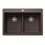 Liven SILGRANIT 33" 50/50 Double Bowl Dual Mount Kitchen Sink w/ Low Divide, 443207 (Cafe)