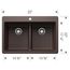 Liven SILGRANIT 33" 50/50 Double Bowl Dual Mount Kitchen Sink w/ Low Divide, 443207 (Cafe)