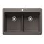 Liven SILGRANIT 33" 50/50 Double Bowl Dual Mount Kitchen Sink w/ Low Divide (Volcano Gray)