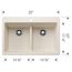 Liven SILGRANIT 33" 50/50 Double Bowl Dual Mount Kitchen Sink w/ Low Divide, 443209 (Soft White)