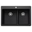 Liven SILGRANIT 33" 60/40 Double Bowl Dual Mount Kitchen Sink w/ Low Divide, 443210 (Coal Black)