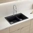 Liven SILGRANIT 33" 60/40 Double Bowl Dual Mount Kitchen Sink w/ Low Divide, 443210 (Coal Black)