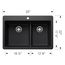 Liven SILGRANIT 33" 60/40 Double Bowl Dual Mount Kitchen Sink w/ Low Divide, 443210 (Coal Black)