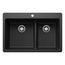 Liven SILGRANIT 33" 60/40 Double Bowl Dual Mount Kitchen Sink w/ Low Divide, 443211 (Anthracite)