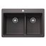 Liven SILGRANIT 33" 60/40 Double Bowl Dual Mount Kitchen Sink w/ Low Divide, 443212 (Cinder)