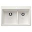 Liven SILGRANIT 33" 60/40 Double Bowl Dual Mount Kitchen Sink w/ Low Divide, 443213 (White)