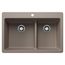 Liven SILGRANIT 33" 60/40 Double Bowl Dual Mount Kitchen Sink w/ Low Divide, 443214 (Truffle)