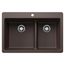 Liven SILGRANIT 33" 60/40 Double Bowl Dual Mount Kitchen Sink w/ Low Divide, 443215 (Cafe)