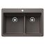 Liven SILGRANIT 33" 60/40 Double Bowl Dual Mount Kitchen Sink, Low Divide, 443216 (Volcano Gray)