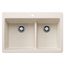 Liven SILGRANIT 33" 60/40 Double Bowl Dual Mount Kitchen Sink w/ Low Divide, 443217 (Soft White)