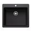 Liven SILGRANIT 25" Single Bowl Dual Mount Kitchen Sink, 443218 (Coal Black)