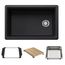 Inteos SILGRANIT 30"  Single Bowl Reversible Undermount Workstation Kitchen Sink - Coal Black, 443303