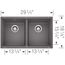 Precis SILGRANIT 29" 50/50 Double Bowl Undermount Kitchen Sink - Cinder, 519050