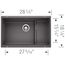 Precis Cascade SILGRANIT 29" Single Bowl Undermount Kitchen Sink with Colander - Cinder, 519451