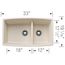 Performa SILGRANIT 33" Medium 1-3/4 Low Divide 60/40 Double Bowl Kitchen Sink - Soft White, 443088