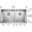 Precision R0 33" 1-3/4 Bowl 60/40 Undermount Stainless Steel Kitchen Sink, 515821