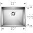 Precision R0 22" Small Bowl Undermount Stainless Steel Kitchen Sink, 516210