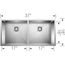 Precision R0 37" Large Equal 50/50 Double Bowl Undermount Stainless Steel Kitchen Sink, 516212