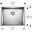 Precision R10 22" Large Single Bowl Undermount Stainless Steel Kitchen Sink, 516223