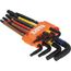 9 Piece L-Style Color Coded Extra Long Hex Key Caddy Set, SAE