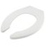Commercial Elongated Open Front Toilet Seat w/Stainless Steel Check-Hinge Post (White)