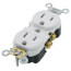 Commercial Grade Duplex Receptacle w/ Self Grounding Clip, Back or Side Wire, 15A, NEMA 5-15R - White (125V)