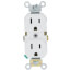 Commercial Grade Duplex Receptacle w/ Self Grounding Clip, Back or Side Wire, 15A, NEMA 5-15R - White (125V)