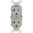 Commercial Grade Duplex Receptacle w/ Indented Face, 2P, 20A, NEMA 5-20R - Gray (125V)