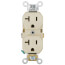 Commercial Grade Duplex Receptacle w/ Indented Face, 2P, 20A, NEMA 5-20R - Ivory (125V)
