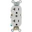 Commercial Grade Duplex Receptacle w/ Self Grounding Clip, Back or Side Wire, 20A, NEMA 5-20R - White (125V)