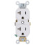 Commercial Grade Duplex Receptacle w/ Self Grounding Clip, Back or Side Wire, 20A, NEMA 5-20R - White (125V)