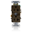Duplex Receptacle Outlet,  Smooth Face, 20A, 125V Back or Side Wire, NEMA 5-20R, 2-Pole, 3-Wire, Self-Grounding (Brown)