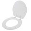 Deluxe Molded Round Wood Toilet Seat w/ Chrome Hinges - White