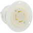 30A, 277/480V 3-Phase Y, NEMA L19-30R, 4P, 4W, Flanged Outlet Locking Receptacle, Non-Grounding (White)