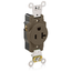 Single Receptacle Outlet,  Smooth Face, 20A, 125V Back or Side Wire, NEMA 5-20R, 2-Pole, 3-Wire, Self-Grounding (Brown)